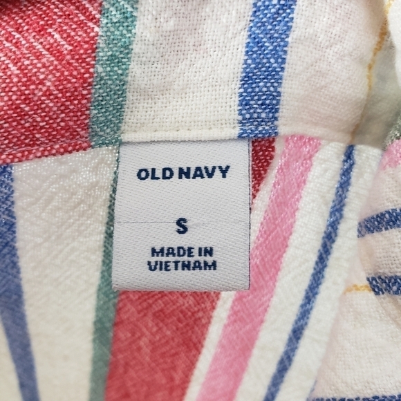 OLD NAVY Linen Blend Striped Button Front Dress Sz S - Picture 9 of 10